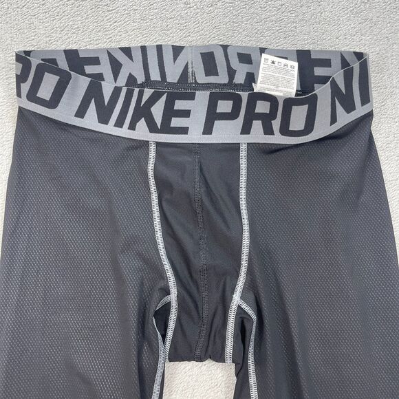 Nike Pro Dri Fit Compression Tights Mens L Black Gray Stretch Athletic - Picture 3 of 12